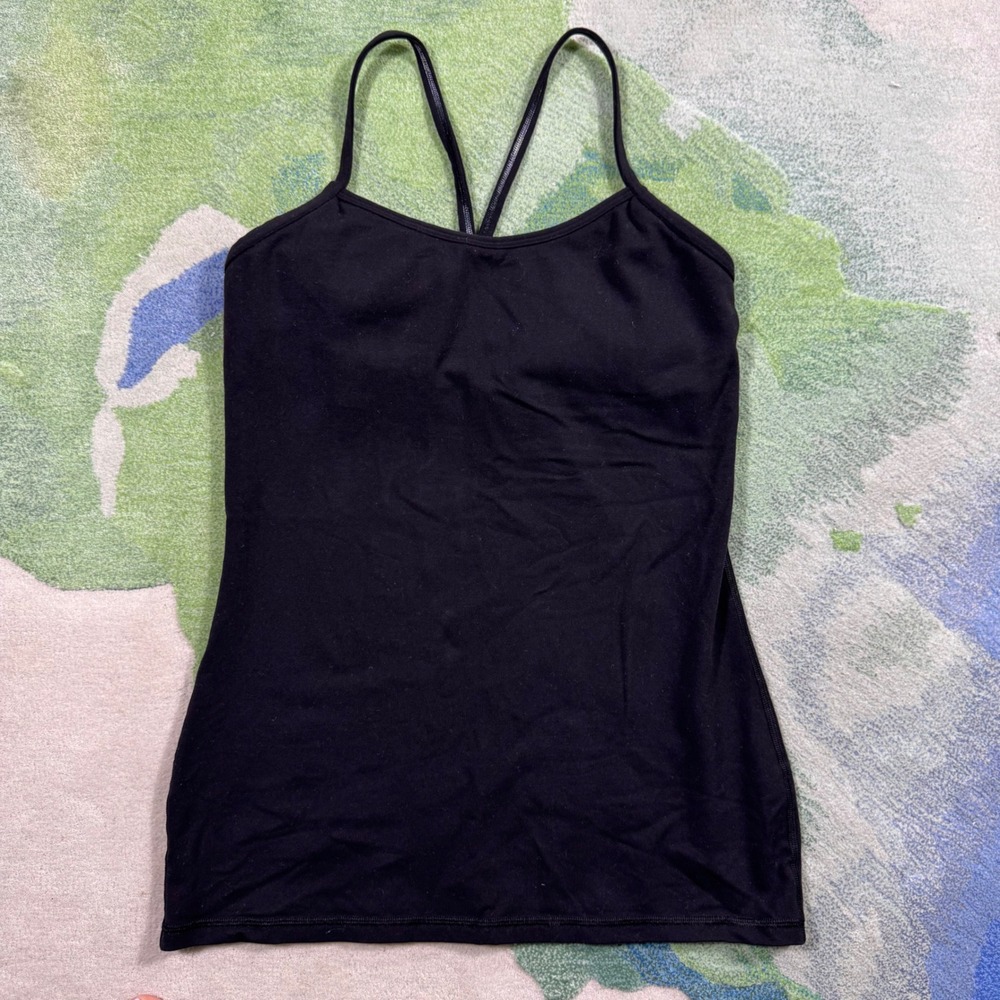 Lululemon Power Y Tank Top Black Racerback Built In Shelf Bra Yoga Camisole
